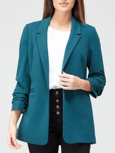 V By Very Throw On Edge To Edge Relaxed Blazer Jacket Forest Green UK Size 10 - Picture 1 of 4
