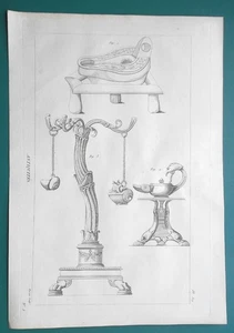ROMAN LAMPS Oil Made of Terracotta - 1804 Antique Print 11 x 16" - Picture 1 of 3