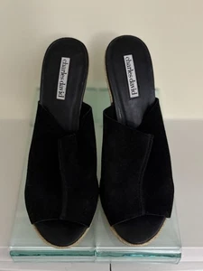 Charles David Olexa Black Suede Leather Wedge Sandals Women’s 8 - Picture 1 of 10