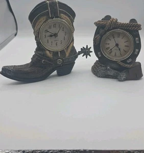 Country Western Desk Clock HorseShoe And Boot  Home Decor  See Description - Picture 1 of 8