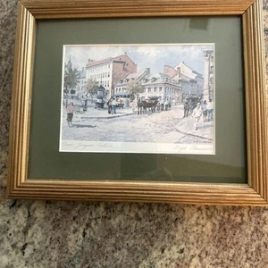 Inge Claussen- ‘Place Jacques Center’ - Watercolor Lithograph - Framed & Matted  - Picture 1 of 6