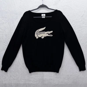 Vintage Lacoste Herren Wollpullover Schwarz Big Alligator Logo Made in France Gr. 46 - Bild 1 von 3