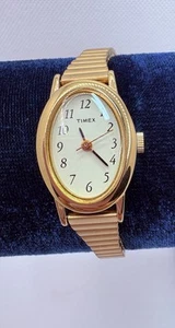 Vintage Timex T21872 Women's Cavatina Gold Tone Stretch Band Oval Watch **READ - Picture 1 of 4