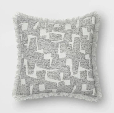Threshold Geometric Patterned 18x18" Decorative Throw Pillow Gray - Image 1 of 4