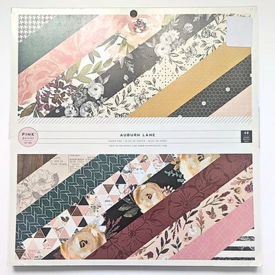 48pg Autumn Fall Floral 12x12 Paper Pad Vintage - Auburn Lane Pink Paislee - Image 1 of 4