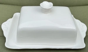 Schicke antike Butterdose mit Deckel Provence weiß H8/L20/B13 cm - Bild 1 von 9