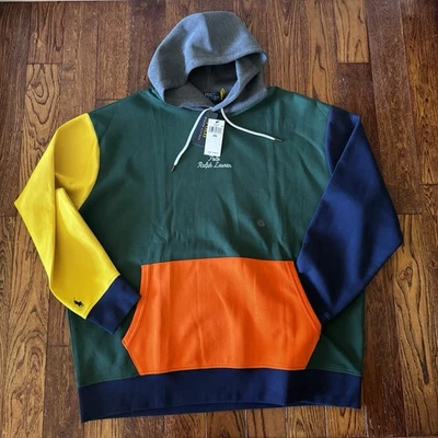 New Polo Ralph Lauren Color-Blocked Double Knit Hoodie Mens 2XB Big & Tall NWT - Image 1 of 4