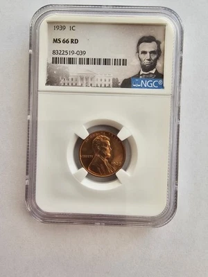 1939 MS66 LINCOLN WHEAT CENT/PENNY NGC GRADED 1C P MINT COPPER COIN  - Image 1 of 4