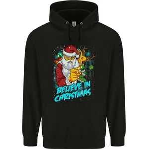 Cree En La Navidad Divertido Santa Xmas Sudadera Para Hombre 80% Algodón - Imagen 1 de 29