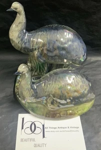 Vintage WEMBLEY WARE AUSTRALIAN LUSTRE POTTERY Pair Of Emus Excellent - Picture 1 of 14