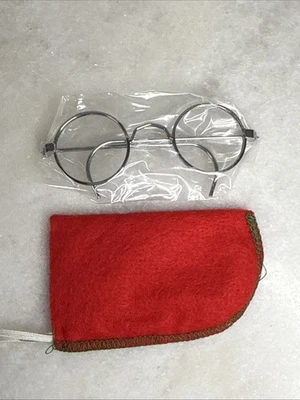 Vtg Pleasant Company American Girl Molly's Round Silver Glasses & Red Felt Case - Image 1 of 4