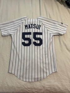 Camiseta a rayas vintage Majestic MLB New York Yankees Hideki Matsui #55 NIÑOS M - Imagen 1 de 9