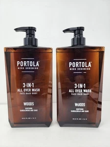 Set Of 2 Portola Woods Mens Grooming 3 in 1 Wash 33.8 Fl Oz Sandalwood Sage - Picture 1 of 3