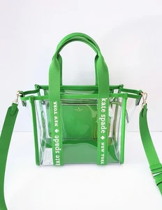 Kate Spade KL064 Kip See Through PVC Small Tote Stadium Bag Handbag Green - Picture 1 of 7