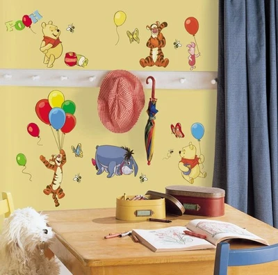 Calcomanías de pared Disney Winnie Pooh Eeyore Piglet Tigger globos decoración habitación Foto 1 de 4