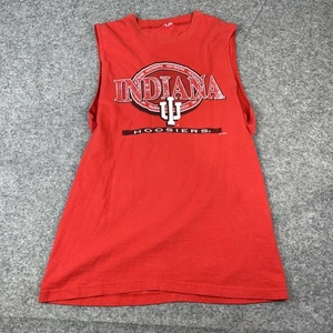 Indiana Hoosiers Tank Top Mens Fits Like Medium Red Sleeveless Crew - Picture 1 of 8