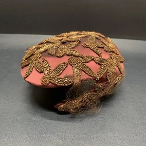 Vintage Luci Puci Beaded Dragonfly Hat Skull Topper Women’s Vtg Fashion Cap - Picture 1 of 11