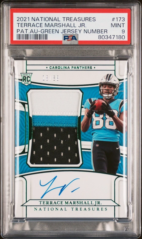 2021 National Treasures Terrace Marshall RPA Green Jersey Number /88 PSA 9 - Image 1 of 2