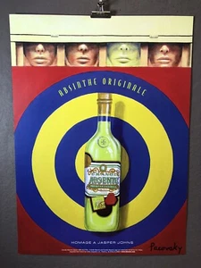 ABSINTHE Ad Poster, Homage A Jasper Johns by artist John Pacovsky, New 19x26” - Picture 1 of 4