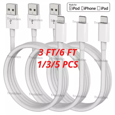 Lote de 6 cabos carregador USB cabo de carregamento 3/6 pés para iPhone 14 13 12 11 Pro Max X 8 7 - Imagem 1 de 4