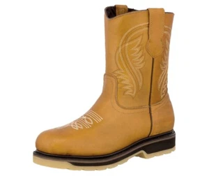 Mens Work Boots Slip Resistant Honey Brown Soft Toe Bota Trabajo Size Size 9, 10 - Picture 1 of 5