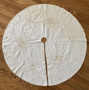 Vtg Finished Creative Circle Christmas Tree Skirt Kit Candlewick 2700 1988 - Picture 1 of 9