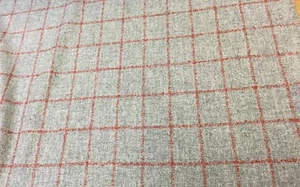 Lana pura grigio/rustico rame rosso, tessuto in tweed. Tessuto britannico per tappezzeria/tende - Foto 1 di 5