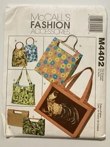 McCalls Sewing Pattern M4402 Tote Bags 6 Styles Different Handle Styles - Picture 1 of 4