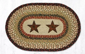 2 Braided Jute Oval Stenciled Placemat/Trivet/Swatch. Earth Rugs. BARN STARS.  - Picture 1 of 1