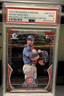 2023 Bowman Chrome Adan Sanchez #BCP219 Red Vapor PSA 9 5/5 - Image 1 of 2