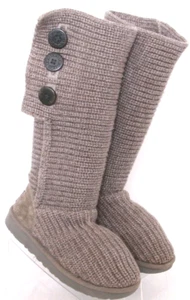 Ugg 1016555 Classic Cardy Gray Knit Wool Buckle Tall Boots Women's US 7 - Picture 1 of 9