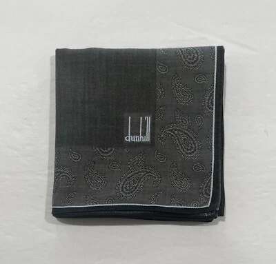 Handkerchief Dunhill Vintage Art Men Pocket Square  Paisley Plain Cotton 18” - Image 1 of 4