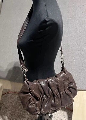 Junior Drake Brown Leather Flap Opening Crossbody with silk lining Great - Image 1 of 4