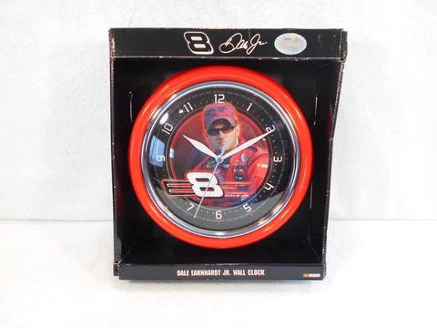 DALE EARNHARDT JR #8 RED & CHROME METAL WALL CLOCK 2006 9X9 NEW Cover
