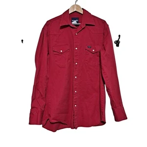 Wrangler Shirt Men Large Red Pearl Snap Brushpopper 90s Western Cowboy Workwear - Picture 1 of 9