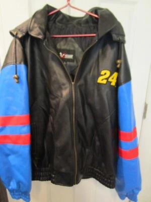 Jaqueta NASCAR Jeff Gordon #24 Couro Sintético com Capuz Masculina Tamanho GG Perseguição Autêntica - Imagem 1 de 4