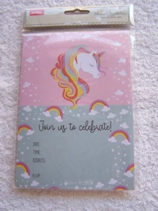 BNIP 10 Pack Unicorn Party Invitations - Picture 1 of 1