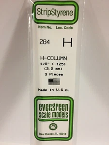 NEW Evergreen Scale Models #284 Polystyrene H Column .125 x 14 in 3 Pk - Picture 1 of 2