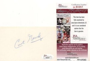 CURT GOWDY HALL OF FAMER SIGNED INDEX CARD JSA