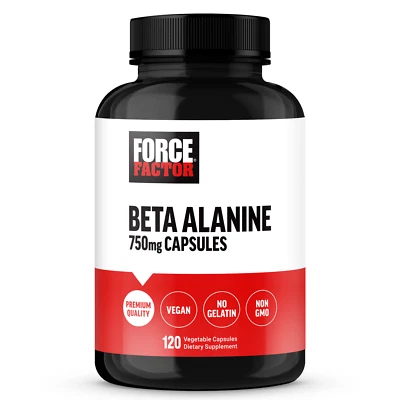 Force Factor Beta Alanina Cápsulas 750mg, 120 Cápsulas Vegetais, Não-OGM - Imagem 1 de 4