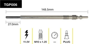 TRIDON GENUINE GLOW PLUG TGP006 FOR HYUNDAI ILOAD 2.4- TQ-V 2.5L - Picture 1 of 1