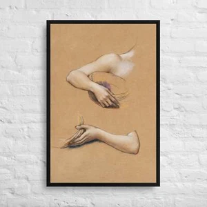 Study of Arms by Evelyn De Morgan. 24x36-Framed Canvas Print - Picture 1 of 1