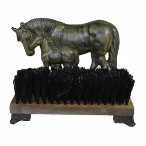 Horse Mare & Foal Door Stop Shoe Welly Boot Brush Scrub Muck Mud Scraper - Picture 1 of 3