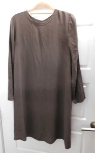 Eileen Fisher Brown 100% Silk Long Sleeve Dress sz XS - Picture 1 of 3