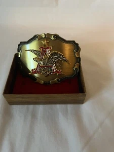 Vintage 1977 Anheuscher Busch Brass Belt Buckle - Picture 1 of 3