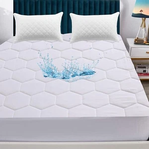Waterproof Mattress Protector Extra Deep Quilted Fitted Bed Sheet Topper Cover - Picture 1 of 9