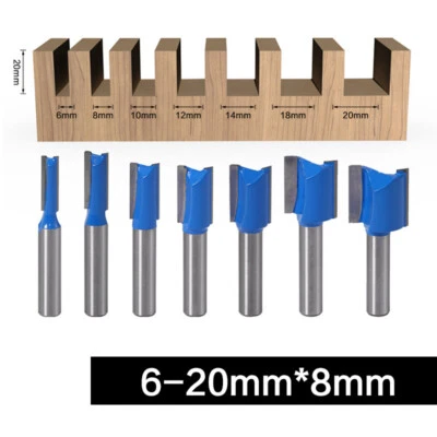 8mm Shank Straight Woodworking Router Bit Set Carpenter Milling Cutter 1/7PCS - image 1 of 4