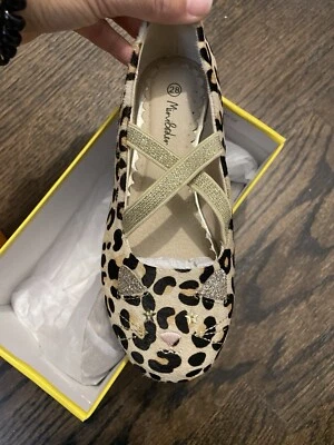 Mini Boden Girls Tan Leopard Ballet Flats Cat Kitten Size 28 US 11 - Image 1 of 4