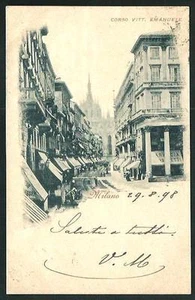 Milano : Corso Vittorio Emanuele- cartolina viaggiata nel 1898 per Trieste - Picture 1 of 1