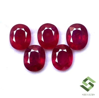 11x9 mm Natural Ruby Oval Cut Lot 05 Pcs 25.91 CTS Mozambique Loose Gemstones GF - Image 1 of 4